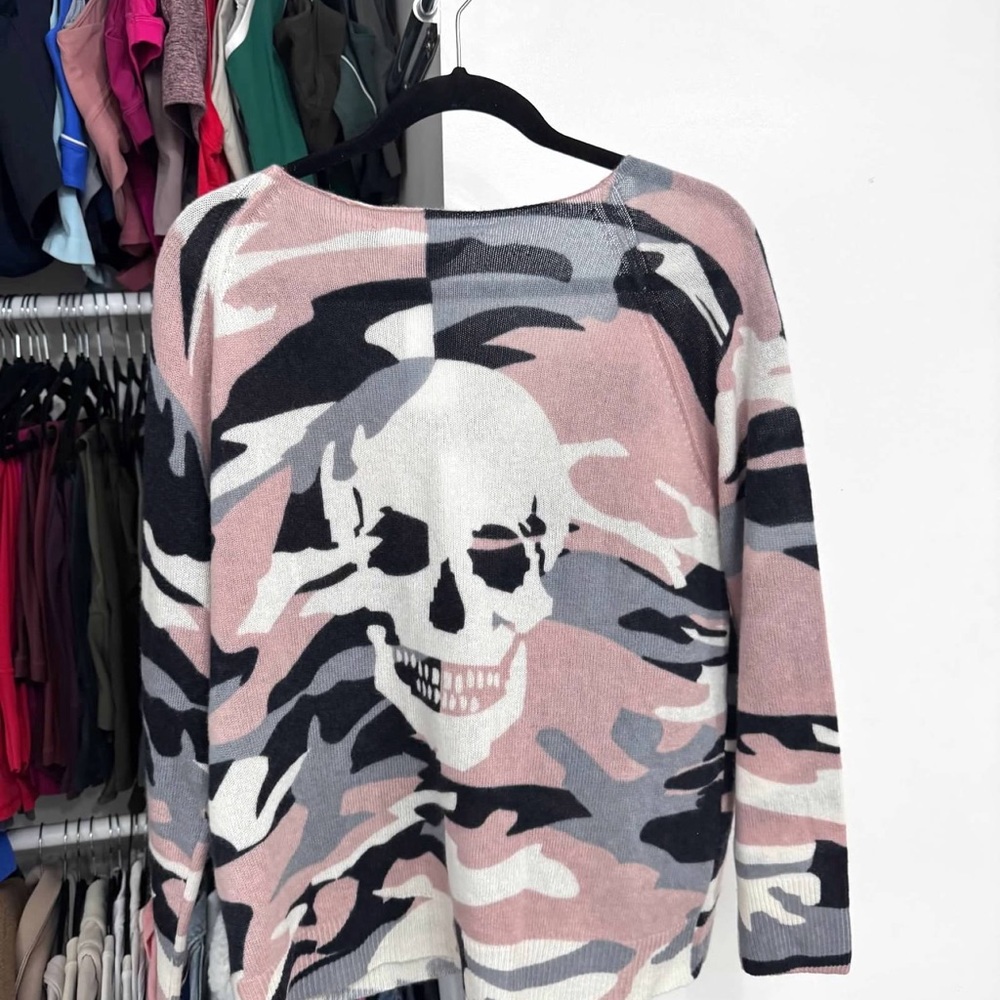 Skull Cashmere Pink and Gray Sweater